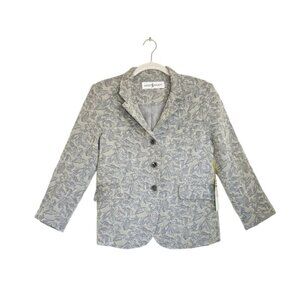 Jacket Society Women's Joy Floral Jacquard Jacket in Gray / Blue - Sz M - NWT